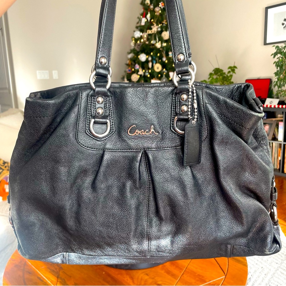 Coach Black Leather Tote Purse